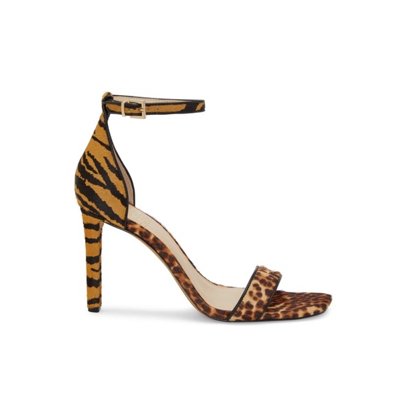 Vince Camuto Fur Heels Animal Leopard Print Camel - Picture 3 of 15
